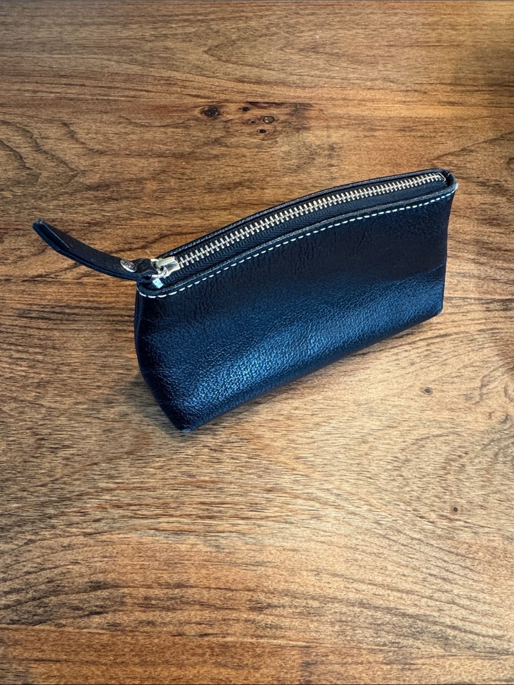Black Mini Leather Zip Pouch - Sleek Everyday Carry